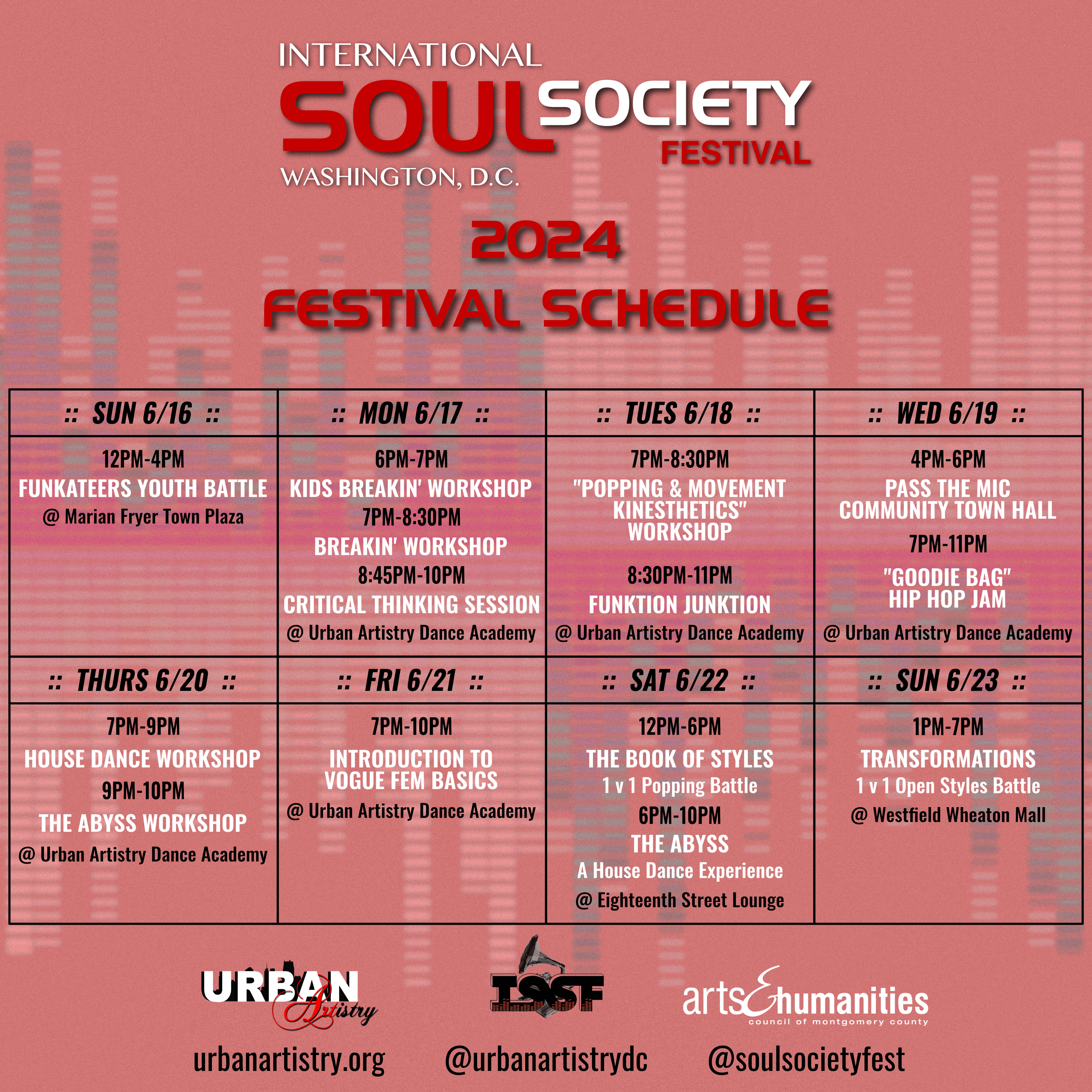 International Soul Society Festival: Overall Schedule